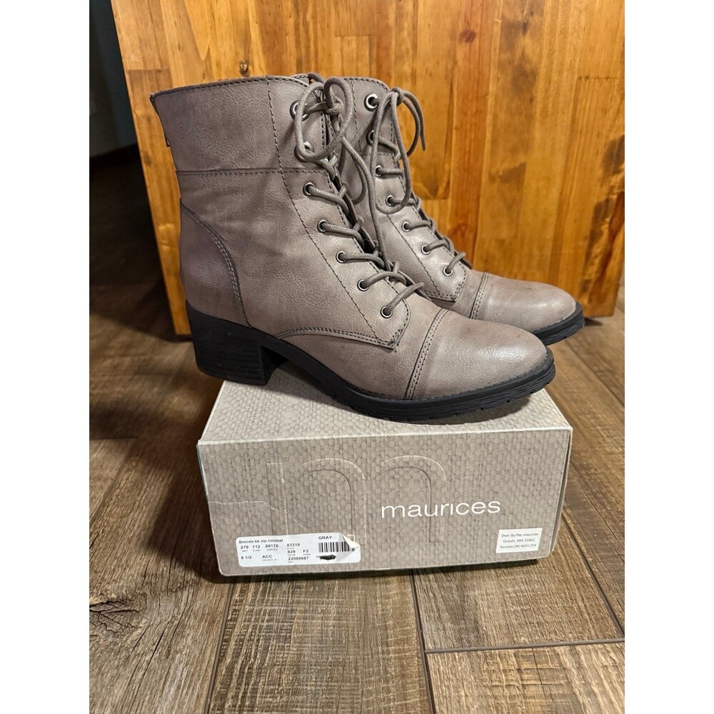 Maurices Brenda Back Zip Combat Boots Sz. 8.5 New Gray